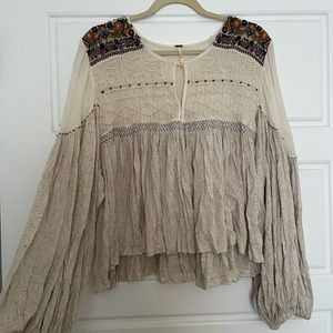 Embroidered Free People Blouse Size Large